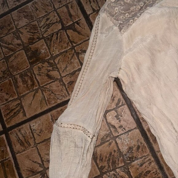 Indigo Rose Boho Flowy Shift Dress Size PXL Lined Lace 3/4 Sleeve At Knee EUC - Picture 3 of 4